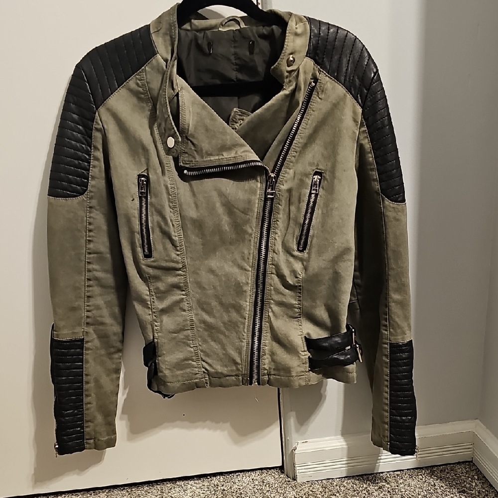 Khaki and Black Women's Utility Jacket